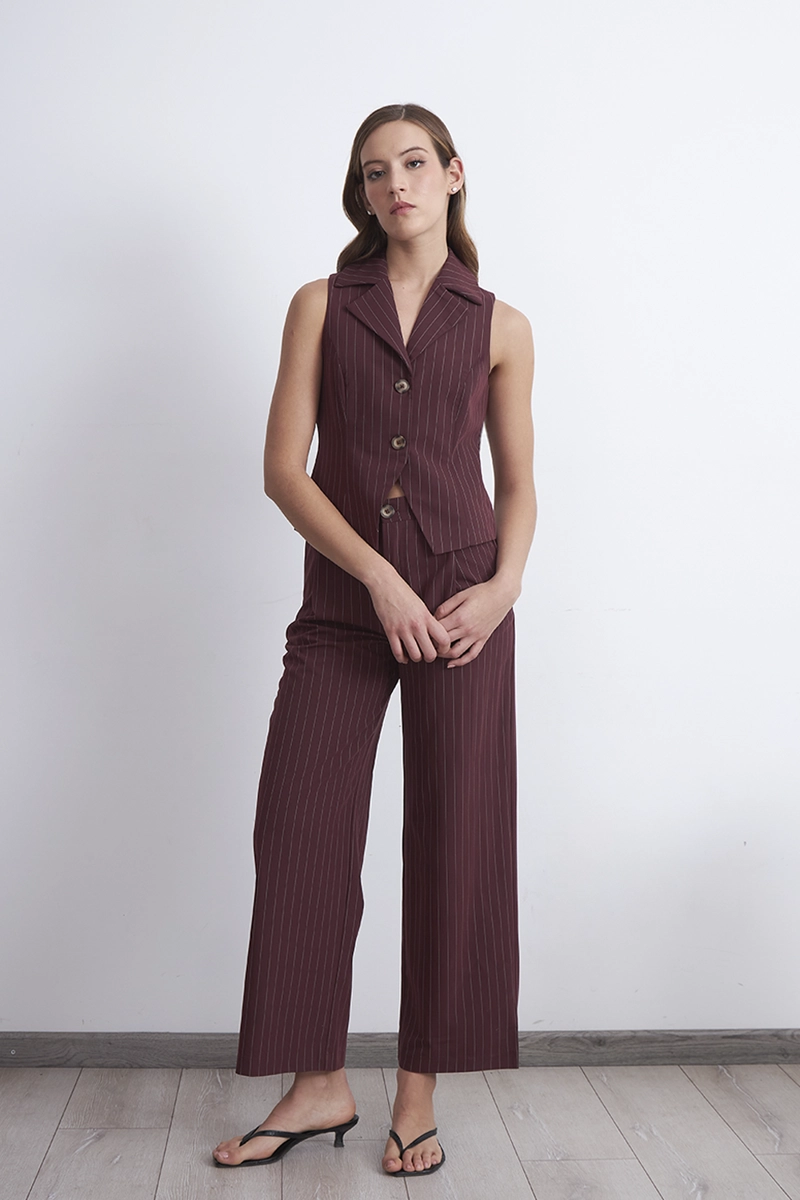 PANTALON DE PIERNA RECTA RAYA DIPLOMATICA BURDEO MUJER NICOPOLY - 2
