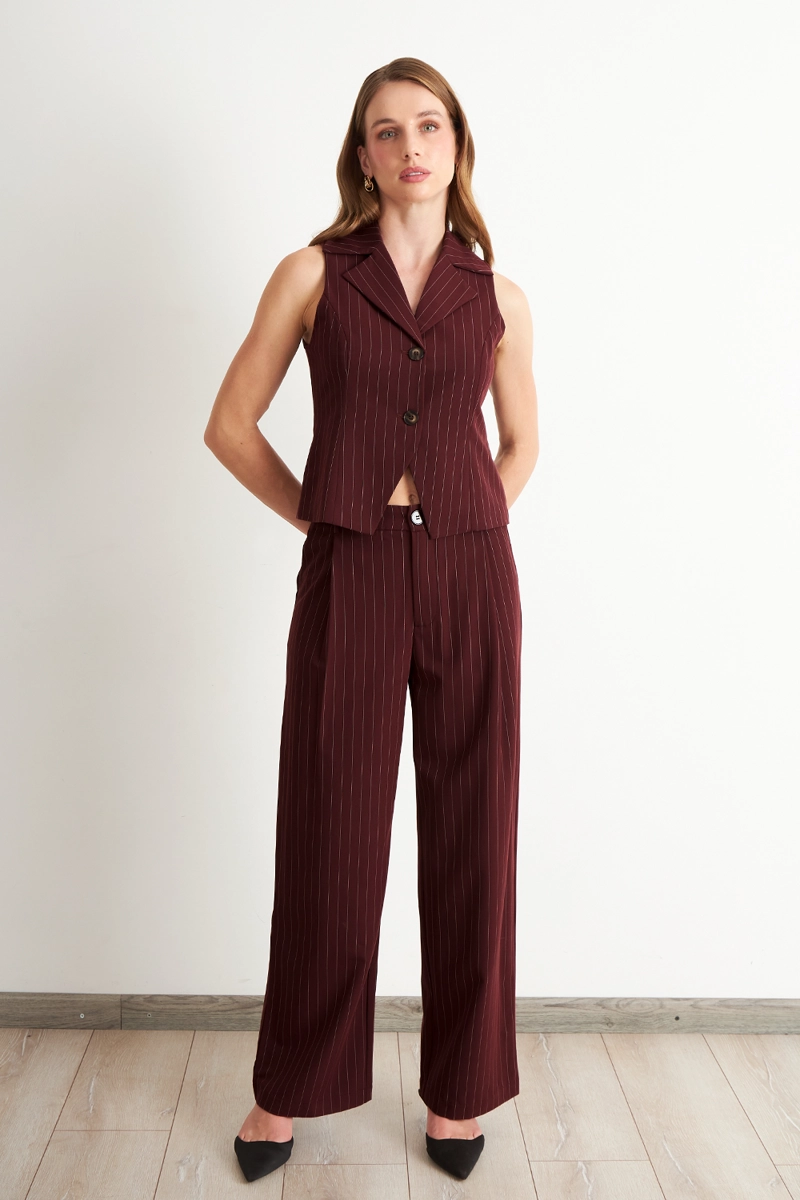 PANTALON DE PIERNA RECTA RAYA DIPLOMATICA BURDEO NICOPOLY - 2