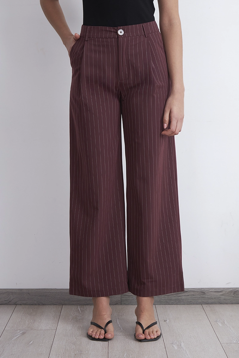 PANTALON DE PIERNA RECTA RAYA DIPLOMATICA BURDEO MUJER NICOPOLY - 6