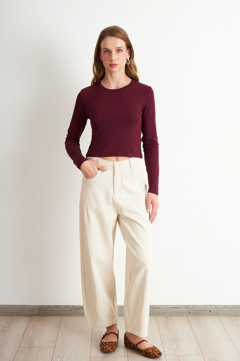 POLERA MANGA LARGA CROP BURDEO NICOPOLY - 2