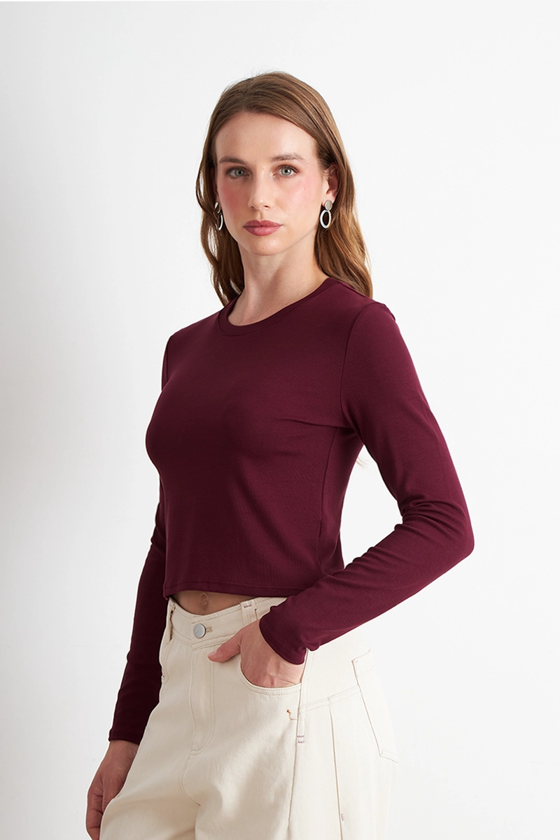 POLERA MANGA LARGA CROP BURDEO NICOPOLY - 3