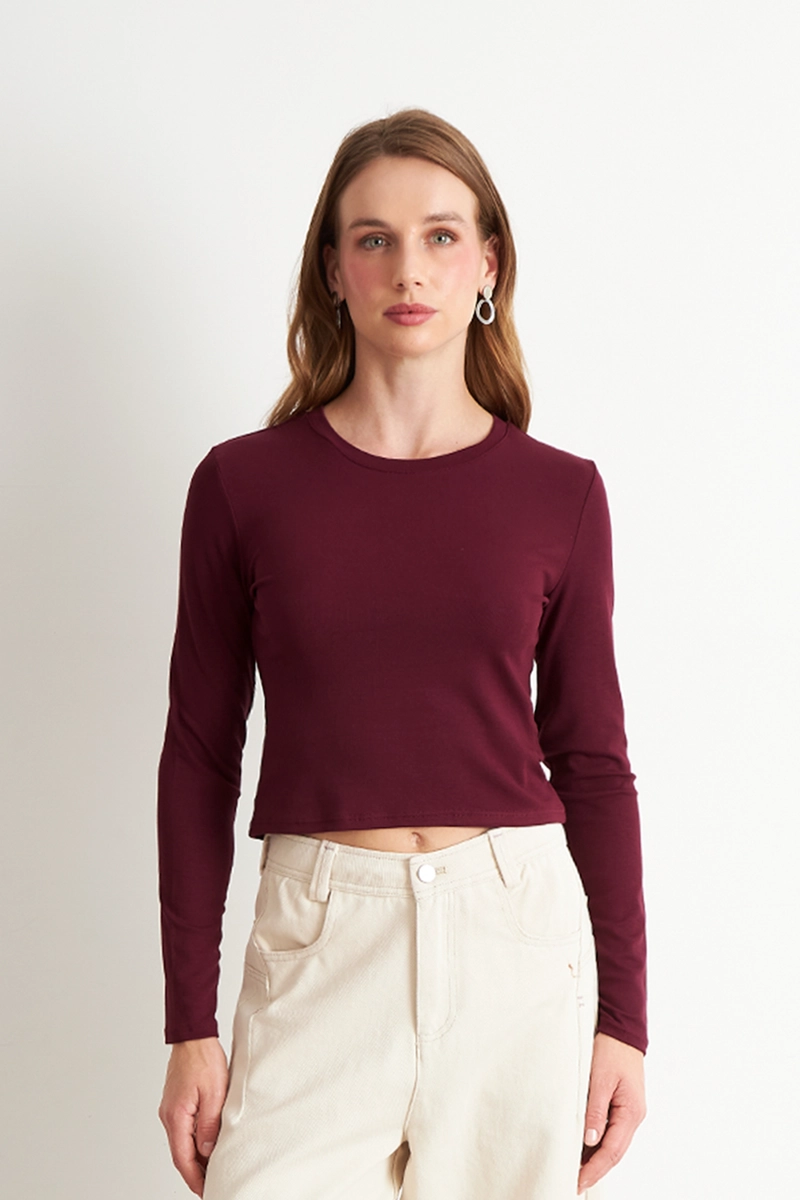 POLERA MANGA LARGA CROP BURDEO NICOPOLY - 5