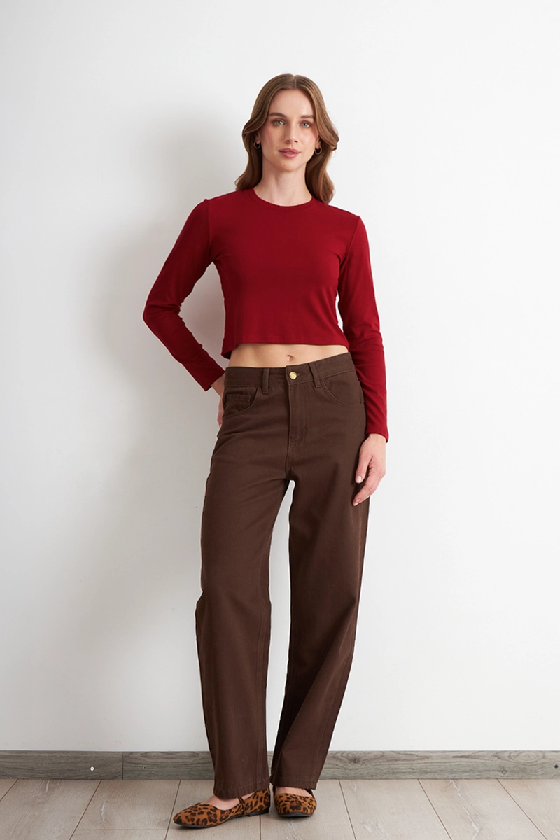 POLERA MANGA LARGA CROP ROJO NICOPOLY - 2