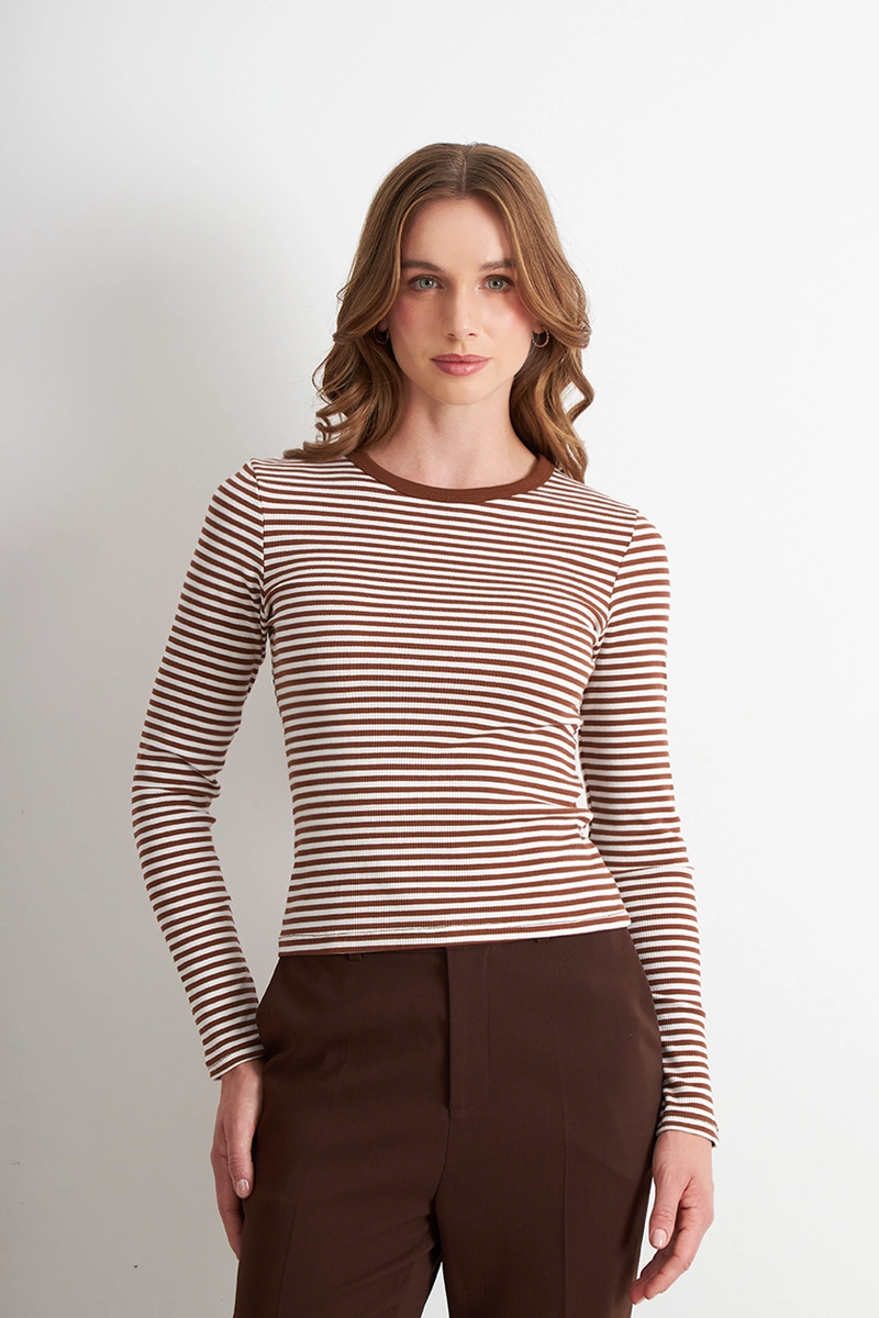 POLERA RAYAS MANGA LARGA CAFE NICOPOLY - 1