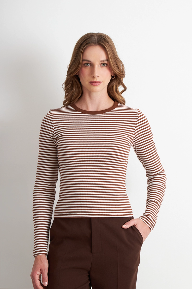 POLERA RAYAS MANGA LARGA CAFE NICOPOLY - 5