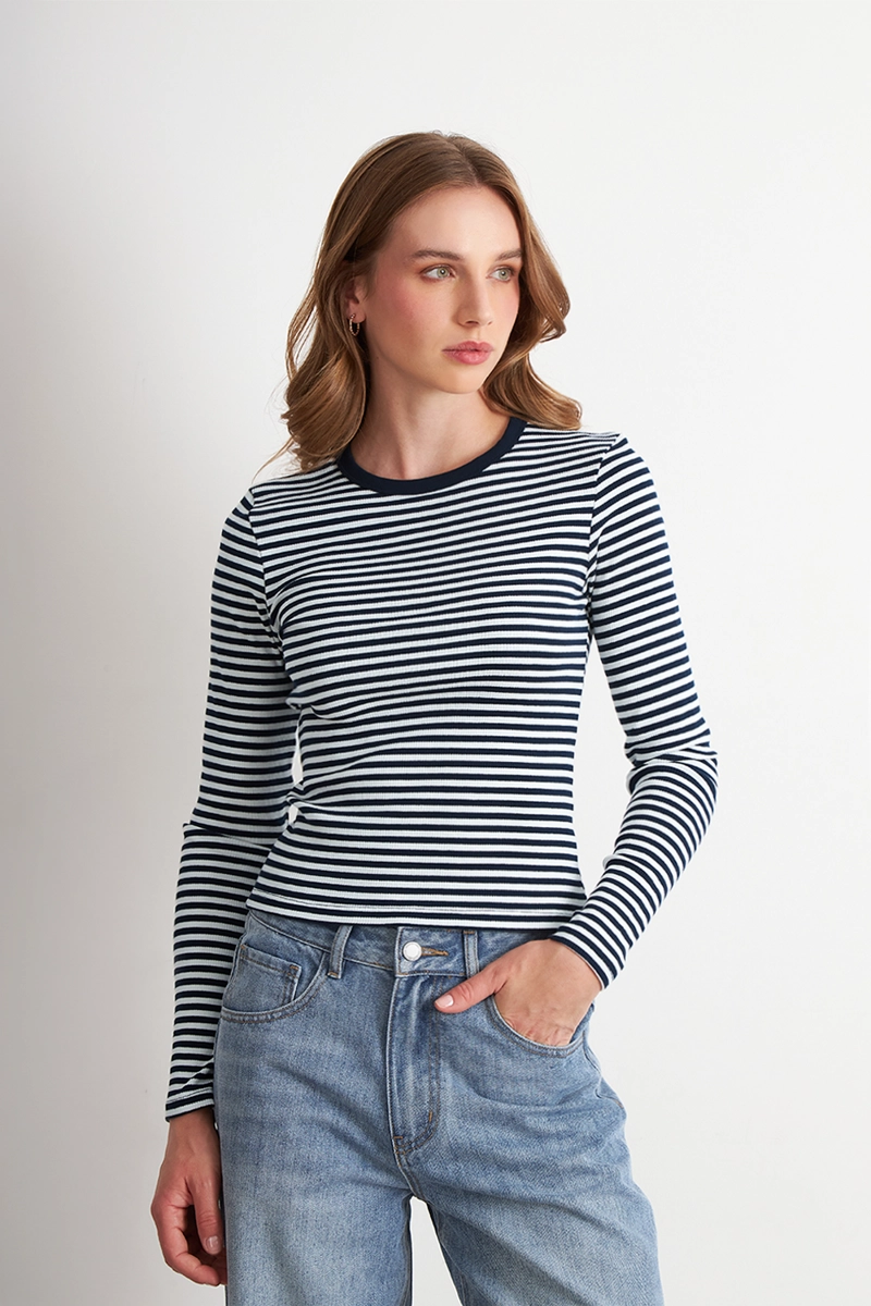 POLERA RAYAS MANGA LARGA AZUL MARINO NICOPOLY - 5