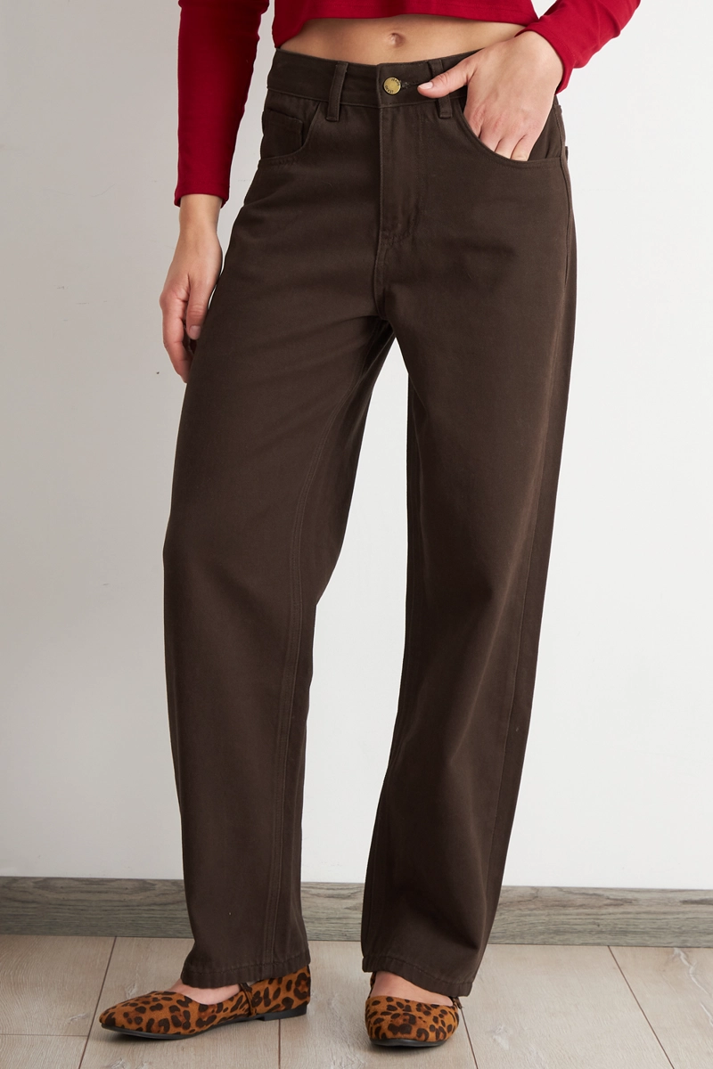 JEANS RECTOS TIRO ALTO CAFE  NICOPOLY - 1