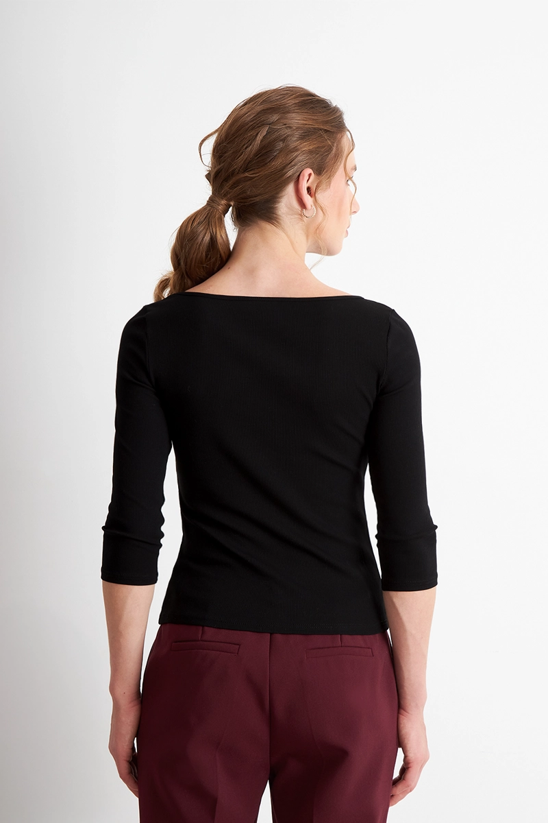 POLERA MANGA 3/4 CUELLO BOTE NEGRO NICOPOLY - 4