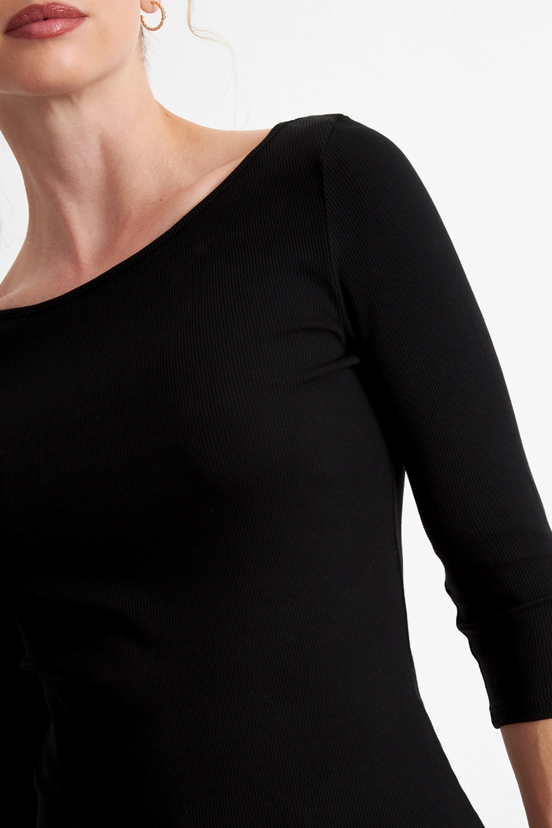 POLERA MANGA 3/4 CUELLO BOTE NEGRO NICOPOLY - 6