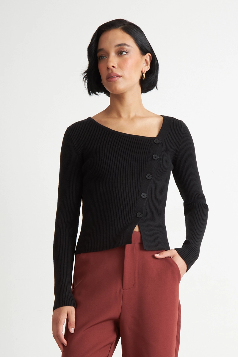 SWEATER ESCOTE ASIME TRICO NEGRO NICOPOLY - 1