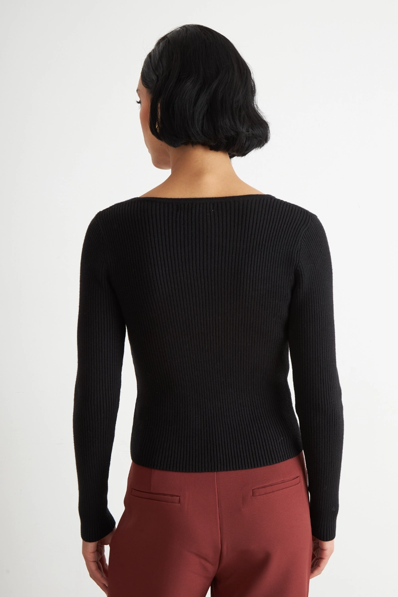 SWEATER ESCOTE ASIME TRICO NEGRO NICOPOLY - 4