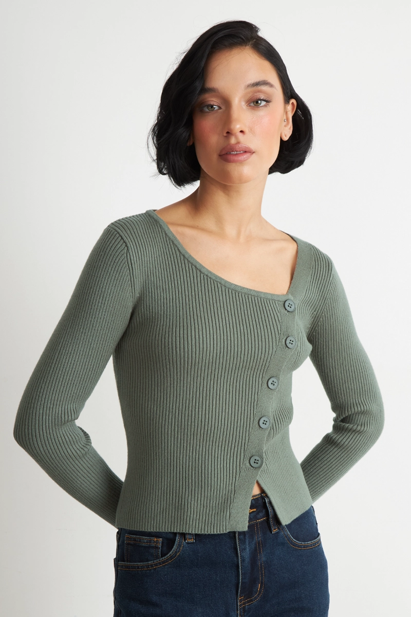 SWEATER ESCOTE ASIME TRICO VERDE NICOPOLY - 5
