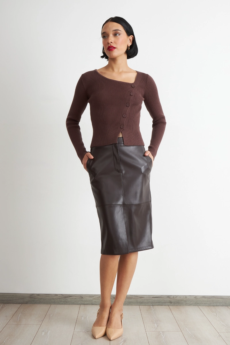 SWEATER ESCOTE ASIME TRICO CAFE  NICOPOLY - 2
