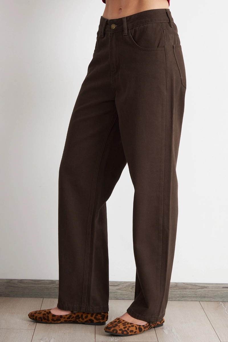 JEANS RECTOS TIRO ALTO CAFE  NICOPOLY - 3