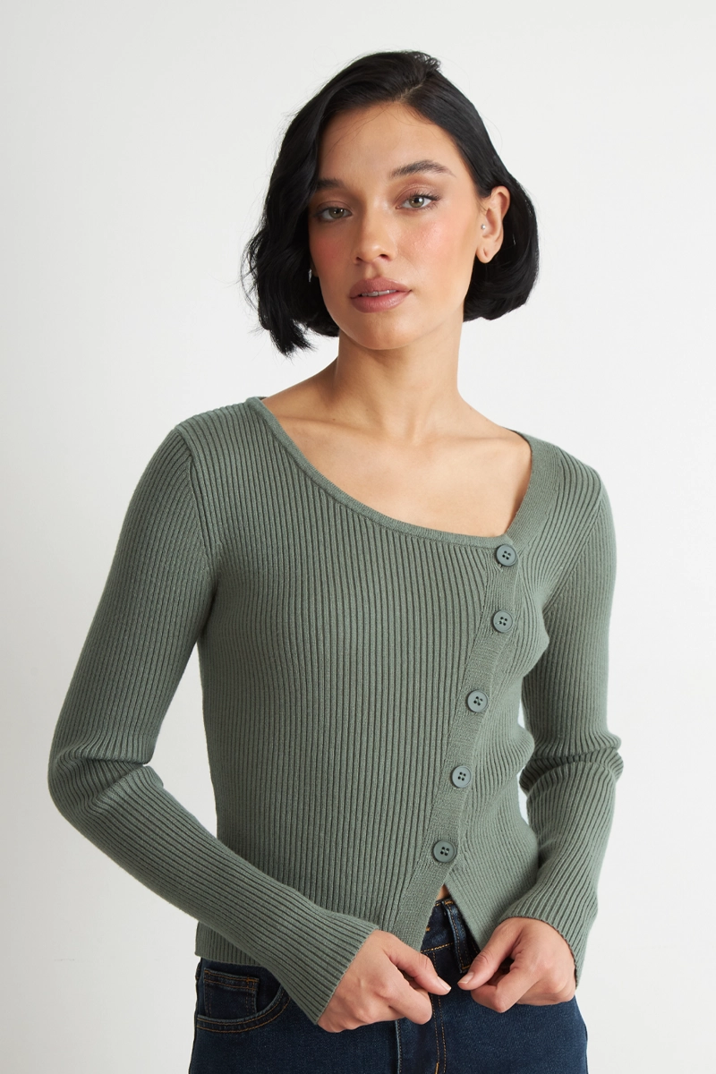 SWEATER ESCOTE ASIME TRICO VERDE NICOPOLY - 1