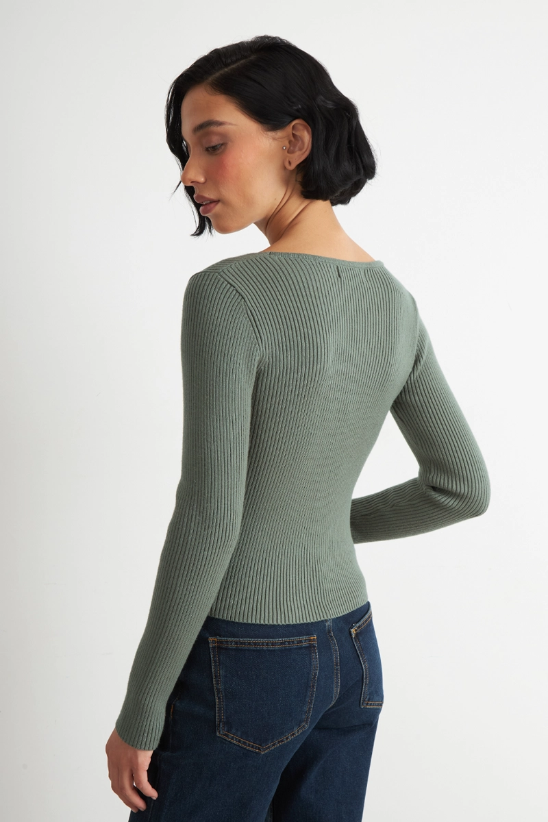 SWEATER ESCOTE ASIME TRICO VERDE NICOPOLY - 4