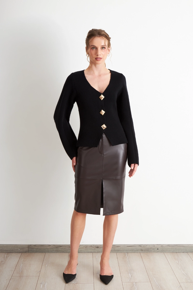 CARDIGAN MANGA GLOBO NEGRO MUJER NICOPOLY - 2