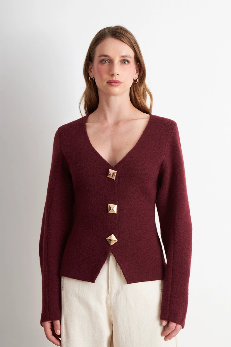 CARDIGAN MANGA GLOBO LADRILLO NICOPOLY - 1