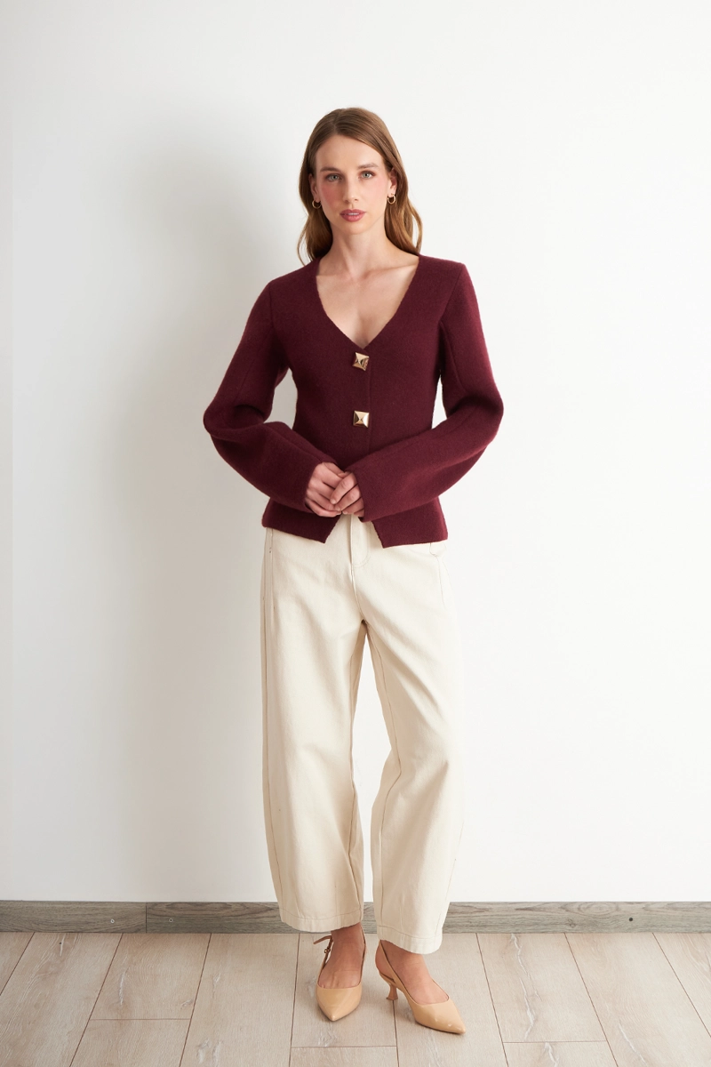 CARDIGAN MANGA GLOBO LADRILLO NICOPOLY - 2