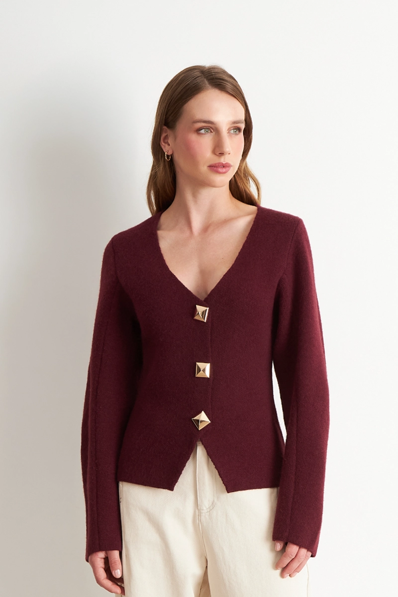 CARDIGAN MANGA GLOBO LADRILLO NICOPOLY - 5