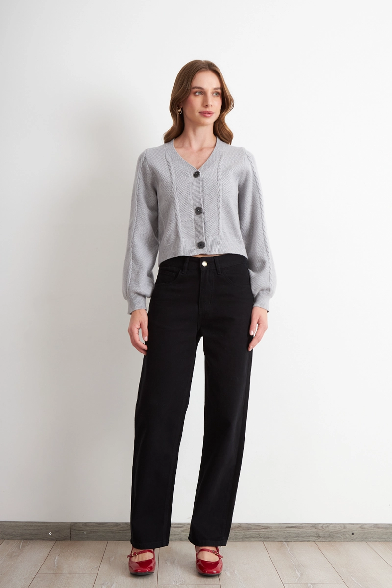 CARDIGAN DISEÑO TRENZADO GRIS NICOPOLY - 2