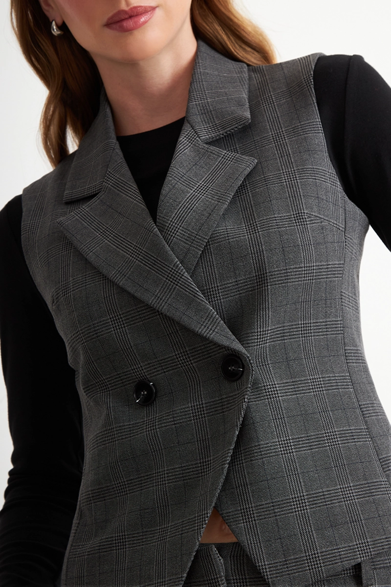 BLAZER CRUZADO SIN MANGAS GRIS NICOPOLY - 6