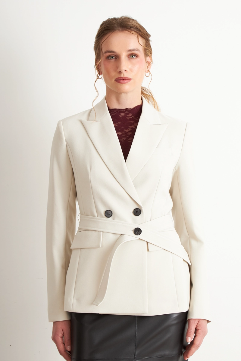 BLAZER CINTURON BLANCO MUJER NICOPOLY - 5