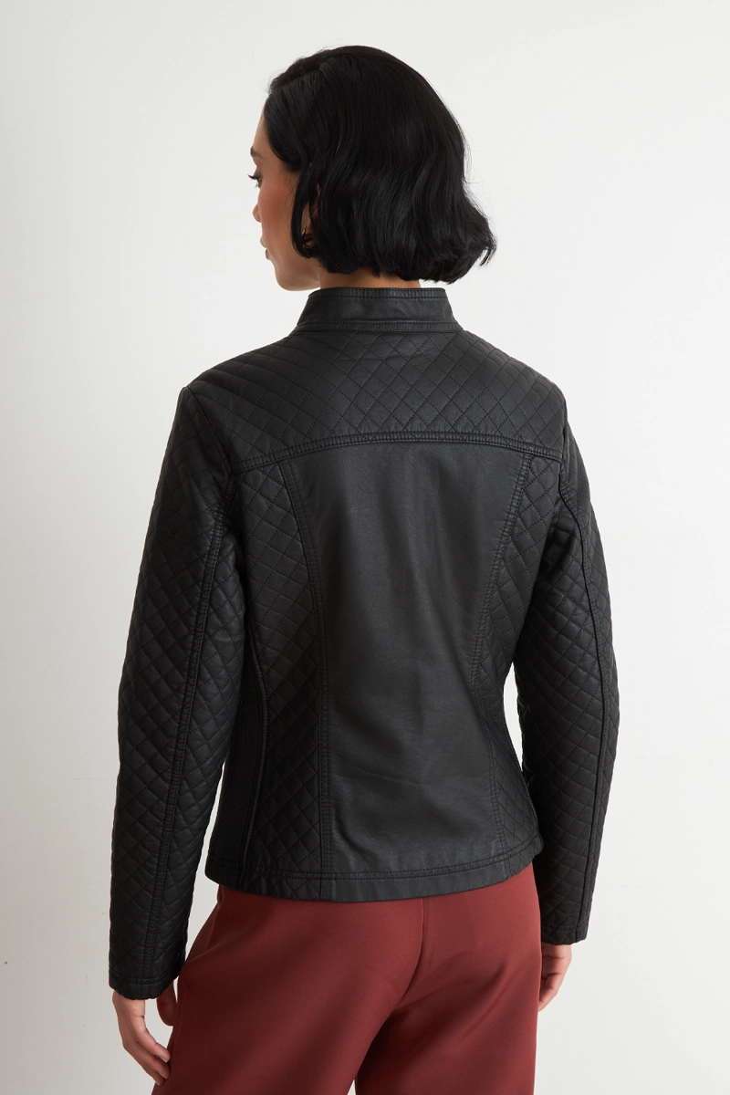 CHAQUETA ECOCUERO ACOLCHADO CUELLO MAO NEGRO NICOPOLY - 4