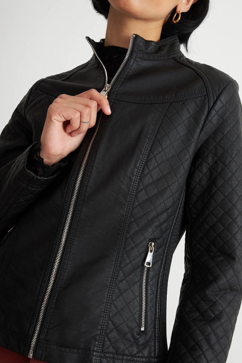 CHAQUETA ECOCUERO ACOLCHADO CUELLO MAO NEGRO NICOPOLY - 6