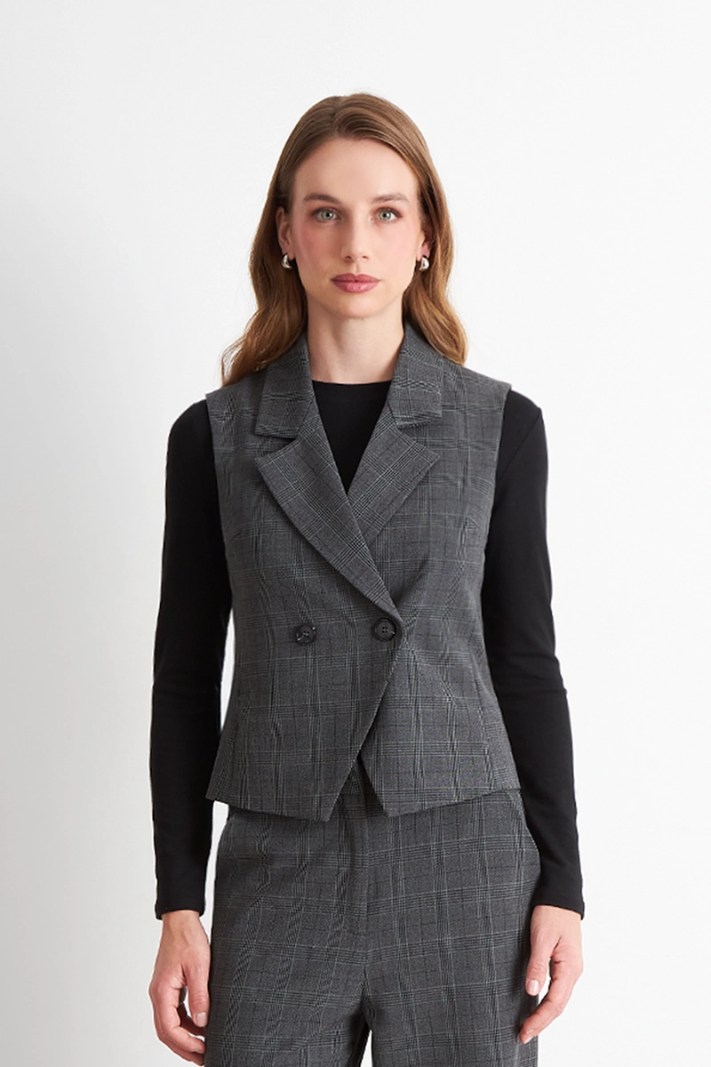 BLAZER CRUZADO SIN MANGAS GRIS NICOPOLY - 1