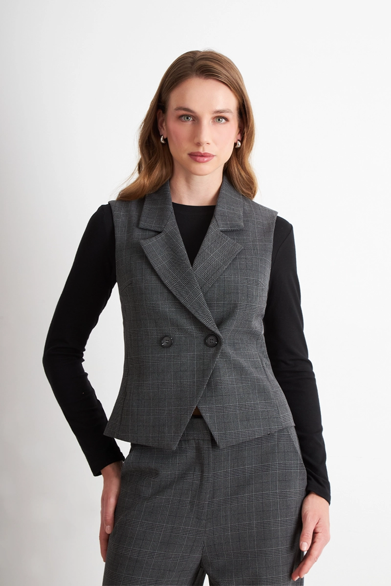 BLAZER CRUZADO SIN MANGAS GRIS NICOPOLY - 5