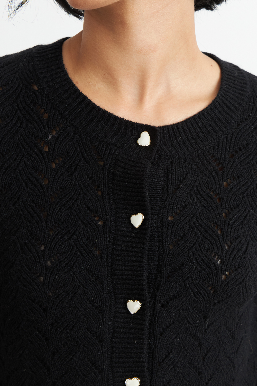 CARDIGAN CALADO CUELLO REDONDO NEGRO NICOPOLY - 6