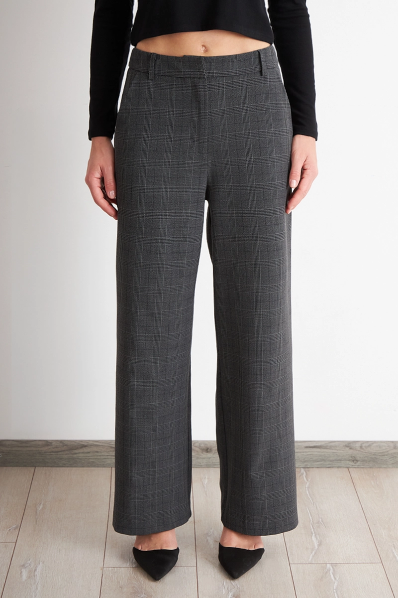 PANTALON TARTAN GRIS NICOPOLY - 1