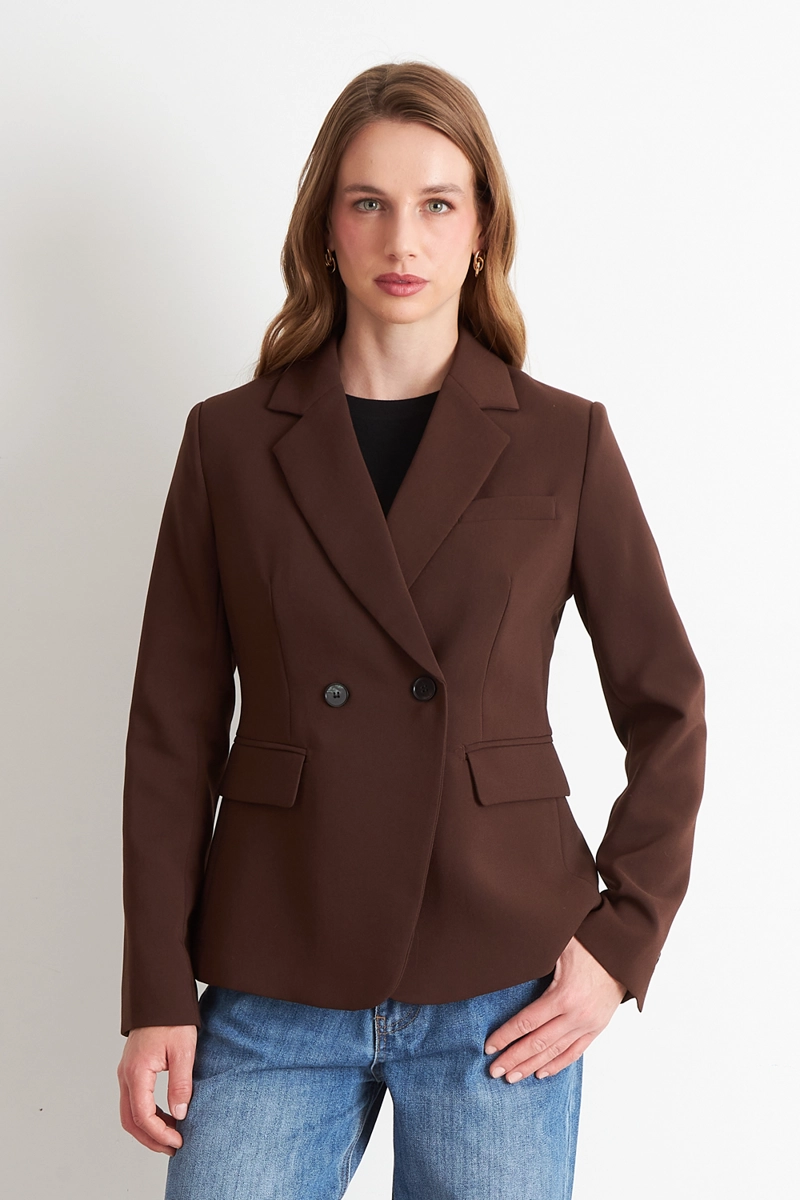 BLAZER SASTRERO DOS BOTONES CAFE  NICOPOLY - 1