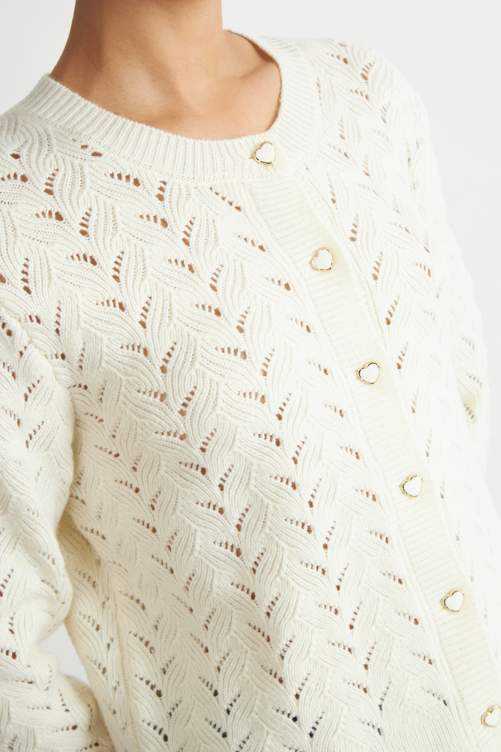 CARDIGAN CALADO CUELLO REDONDO BLANCO NICOPOLY - 6