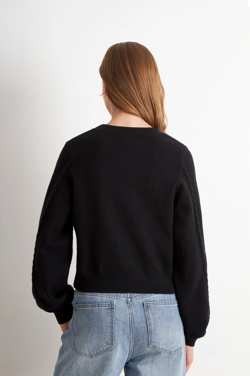 CARDIGAN DISEÑO TRENZADO NEGRO NICOPOLY - 4