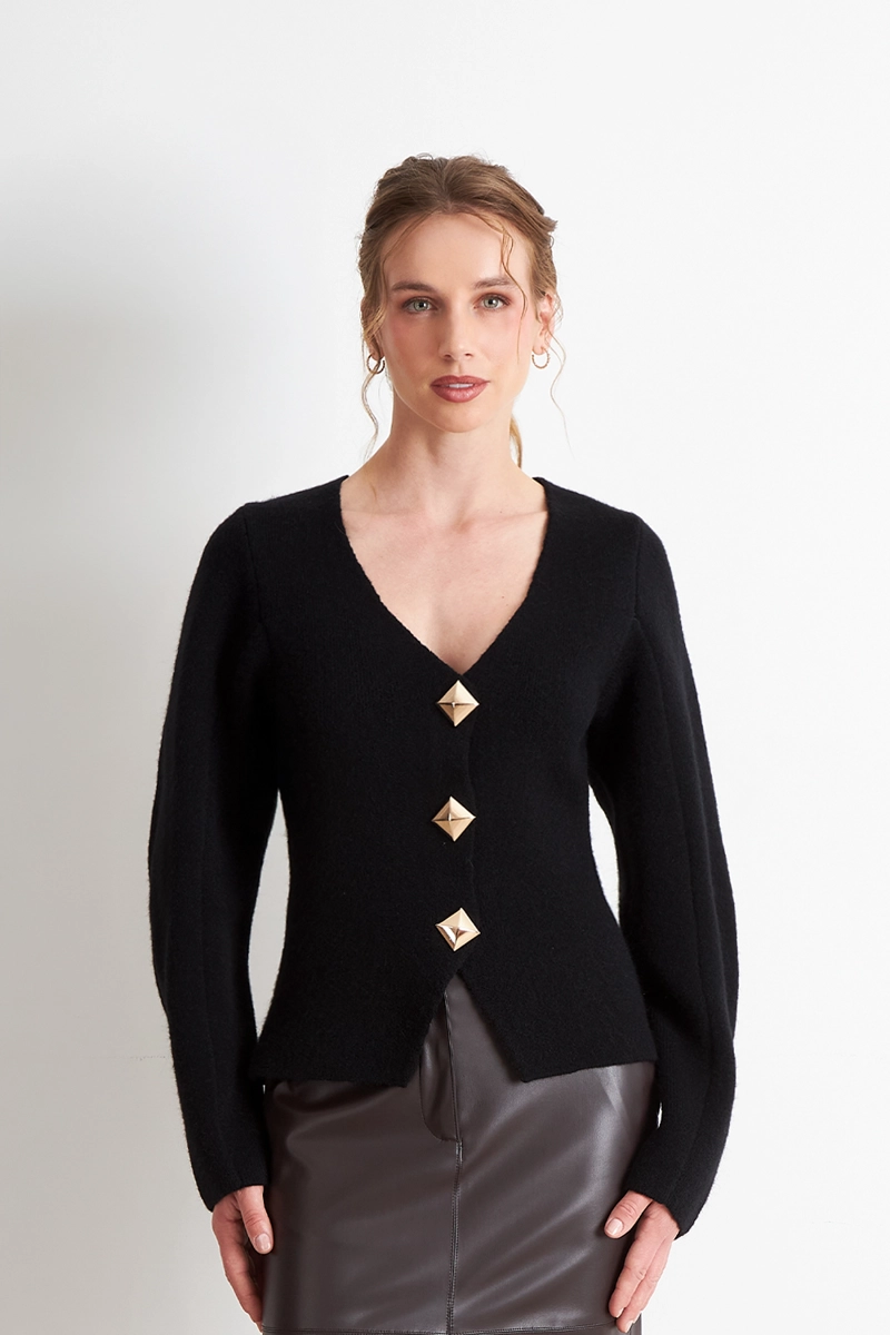 CARDIGAN MANGA GLOBO NEGRO NICOPOLY - 1