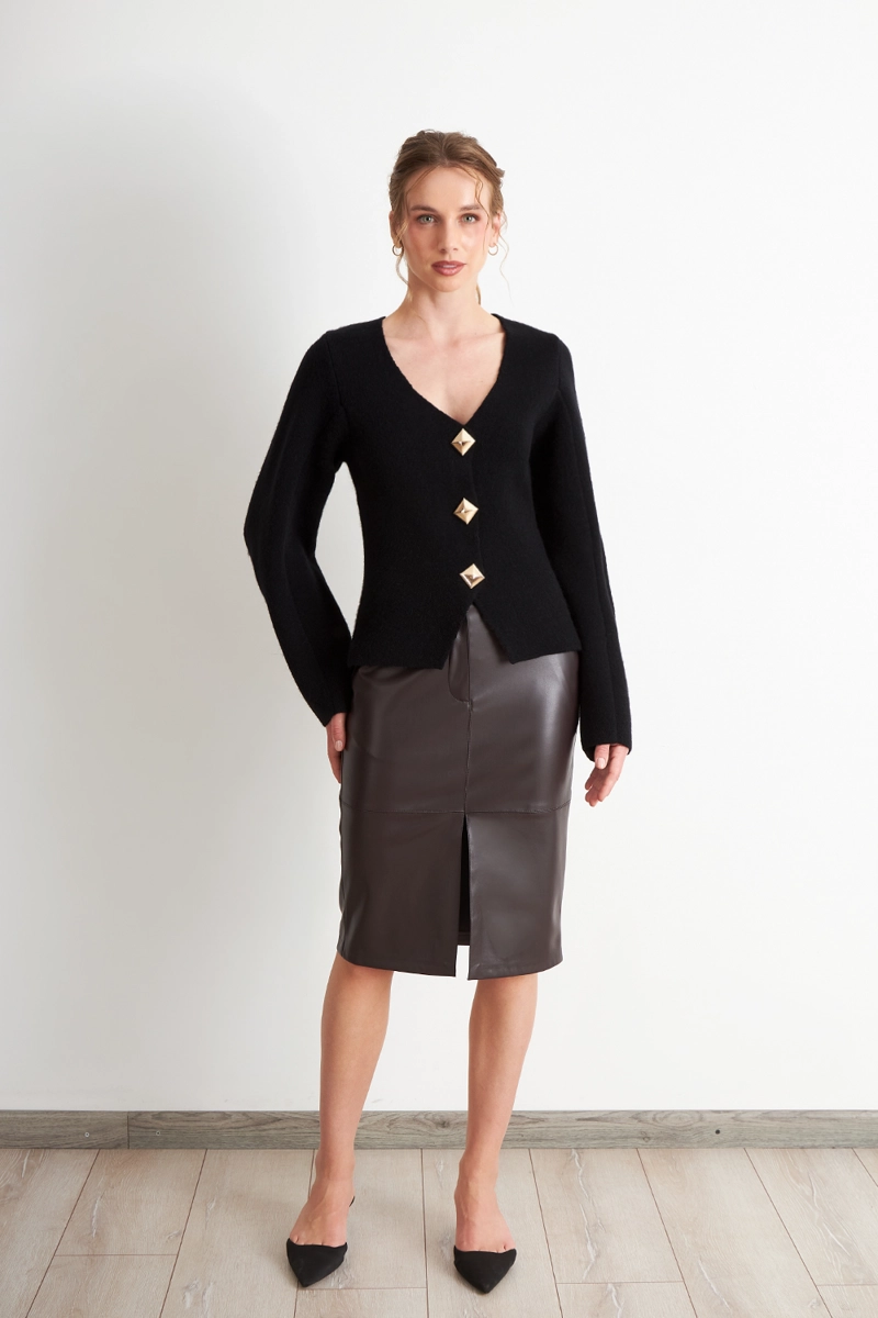 CARDIGAN MANGA GLOBO NEGRO NICOPOLY - 2