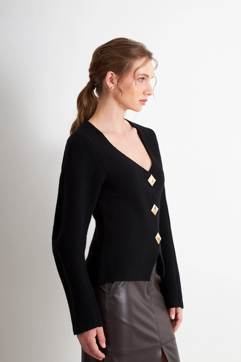 CARDIGAN MANGA GLOBO NEGRO NICOPOLY - 3