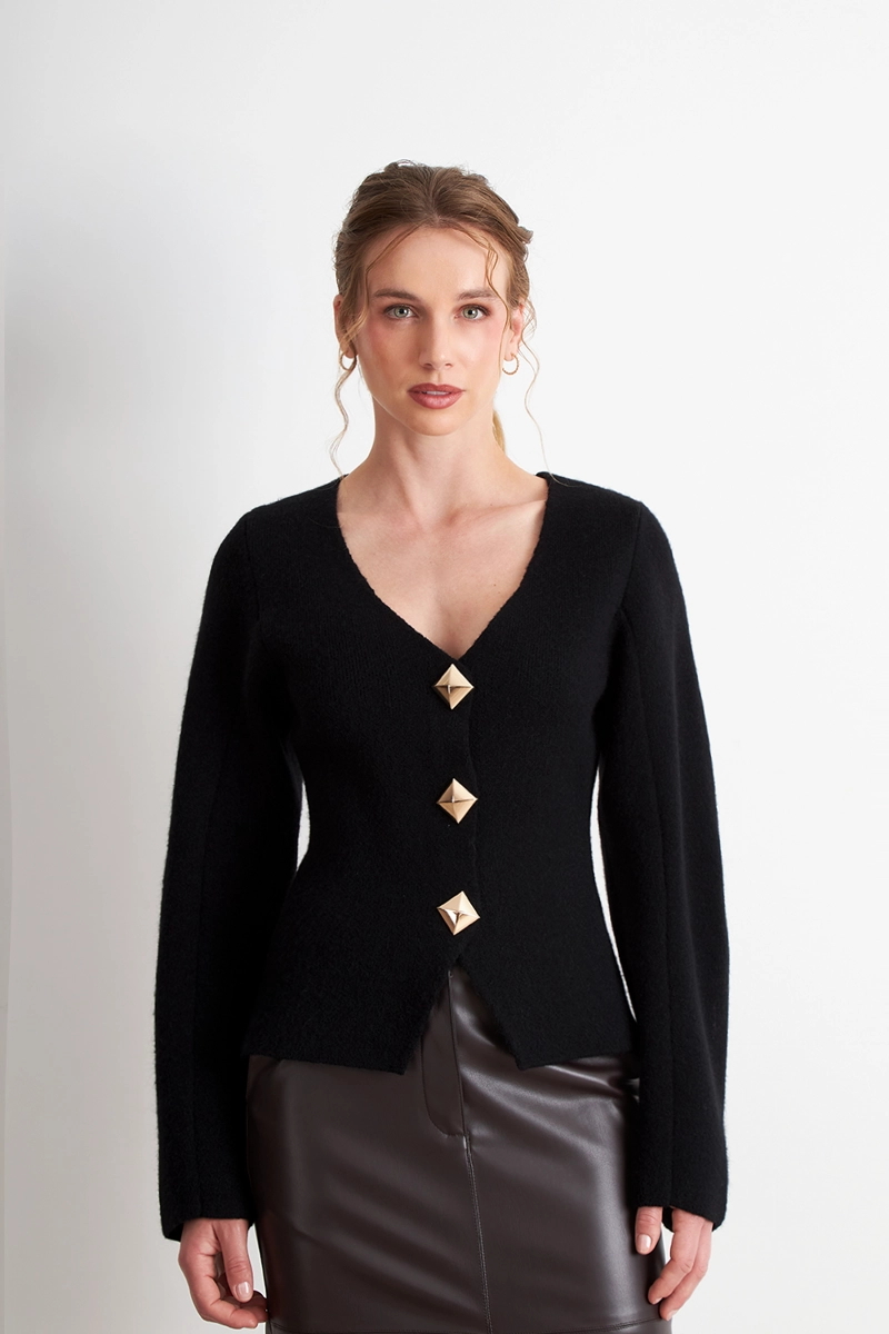 CARDIGAN MANGA GLOBO NEGRO NICOPOLY - 5