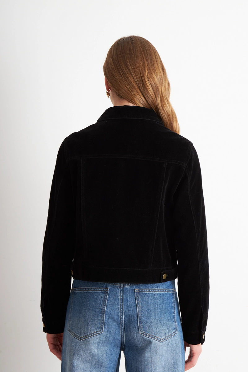 CHAQUETA CORTA TIPO GAMUZA NEGRO NICOPOLY - 4