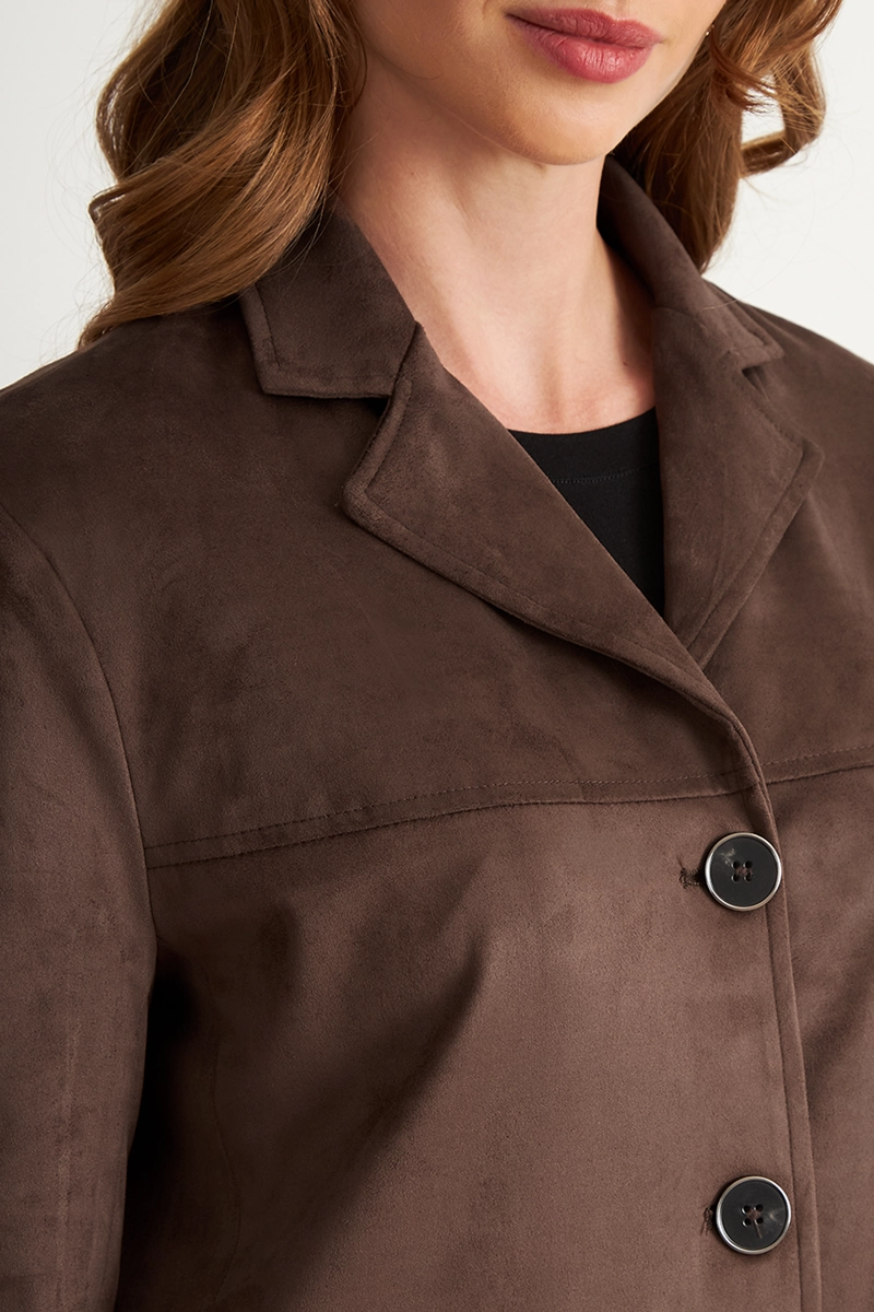 BLAZER OVERSIZE TIPO GAMUZA CAFE  NICOPOLY - 6
