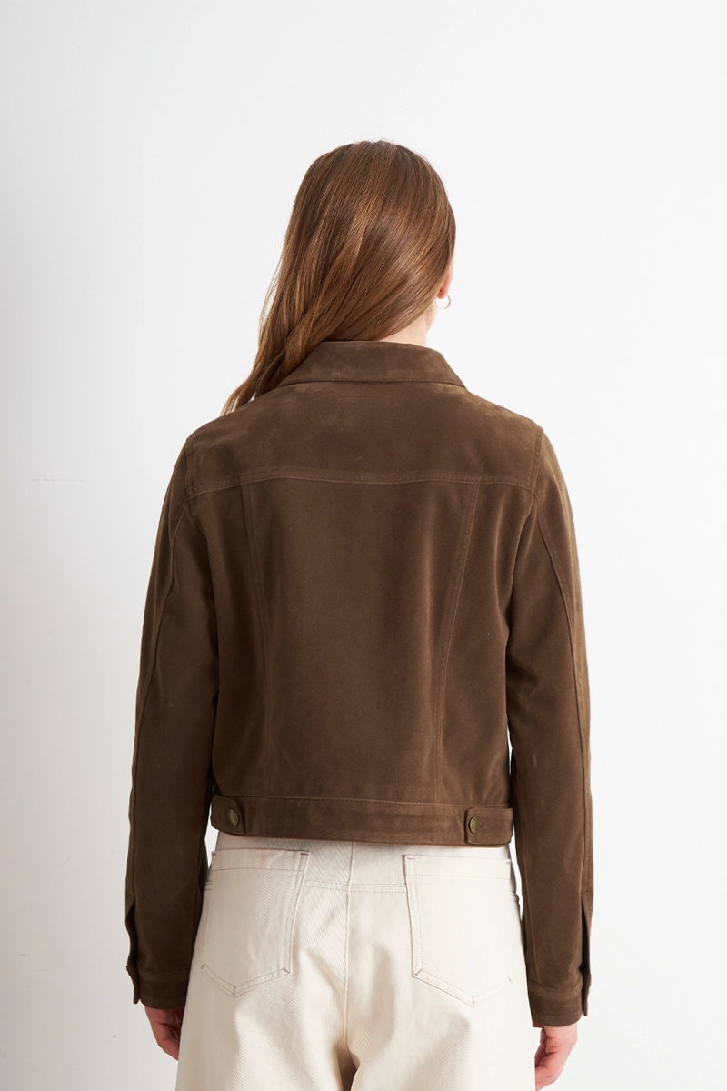 CHAQUETA CORTA TIPO GAMUZA CAFE  NICOPOLY - 4