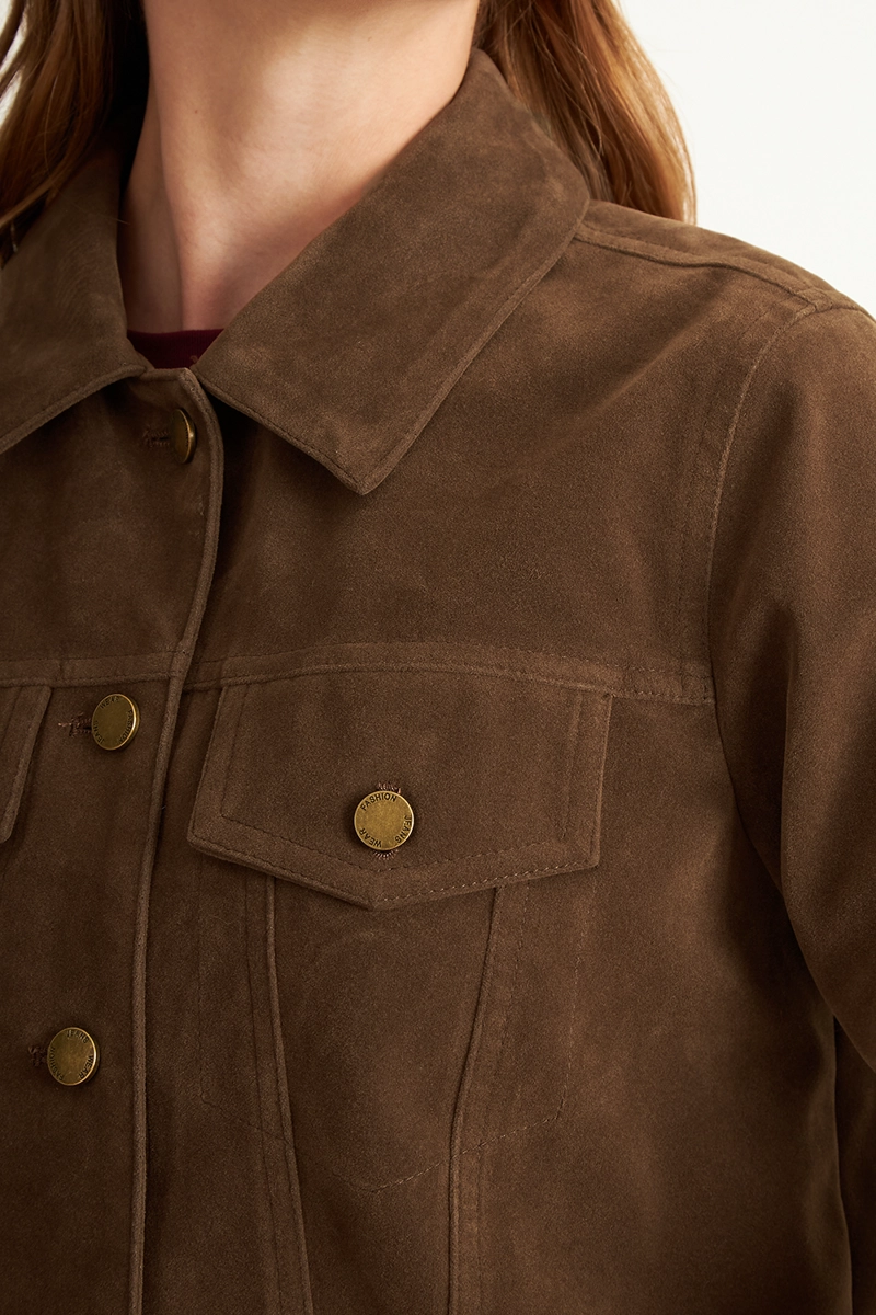 CHAQUETA CORTA TIPO GAMUZA CAFE NICOPOLY - 6