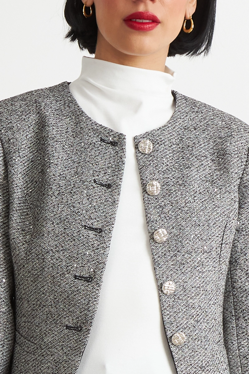 BLAZER CUELLO REDONDO SIN SOLAPA GRIS NICOPOLY - 6