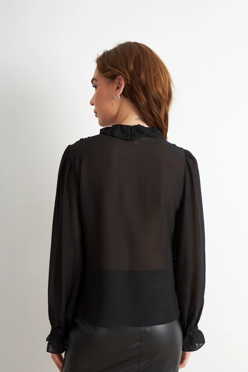 BLUSA CORBATIN Y VUELOS NEGRO NICOPOLY - 4