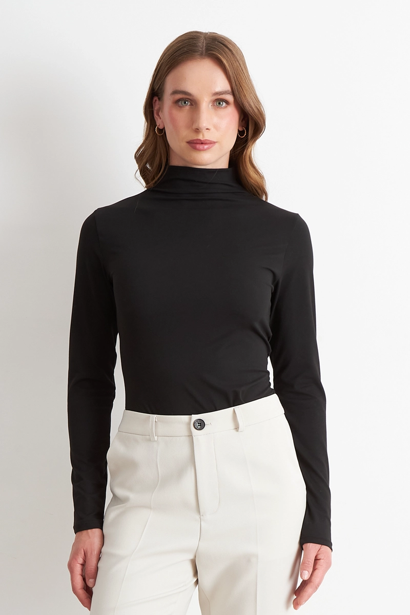POLERA MANGA LARGA CUELLO ALTO NEGRO MUJER NICOPOLY - 5