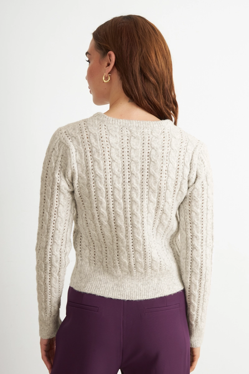 SWEATER DE PUNTO CALADO BEIGE NICOPOLY - 4