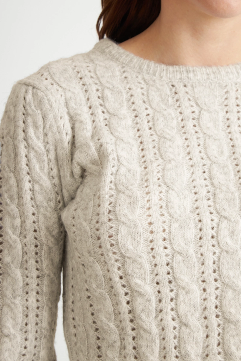 SWEATER DE PUNTO CALADO BEIGE NICOPOLY - 6