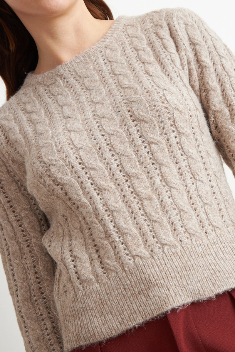 SWEATER DE PUNTO CALADO CAFE  NICOPOLY - 6